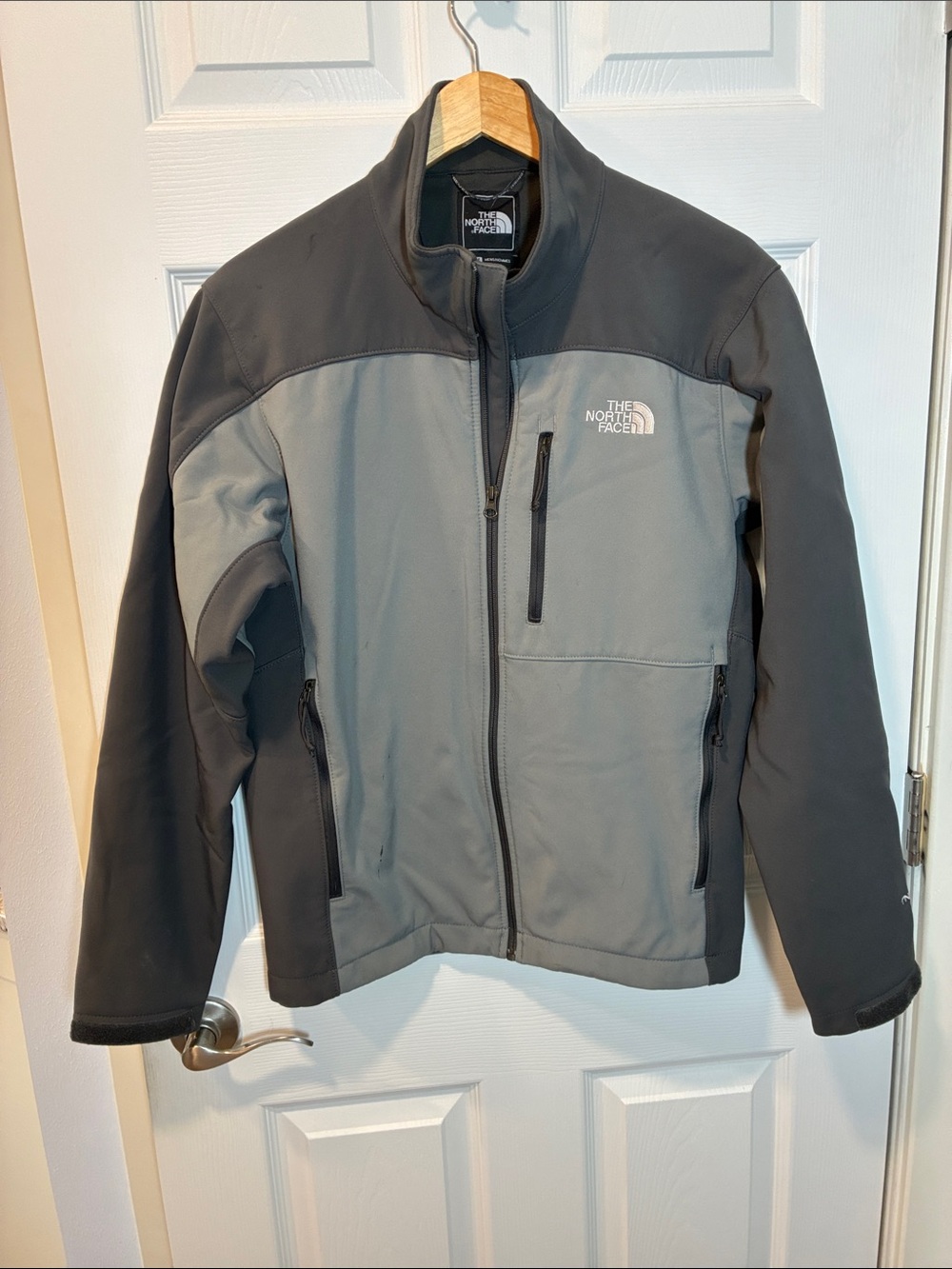 The North Face Men's Two-Tone Softshell Jacket in Light Gray and Charcoal